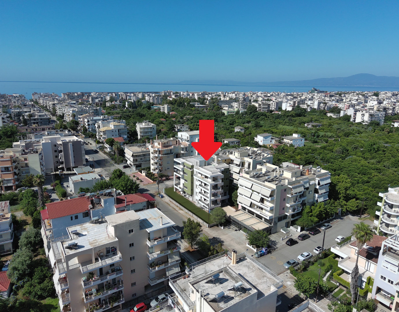 Αεροφωτογραφία τοποθεσίας νέου διαμερίσματος στην Καλαμάτα