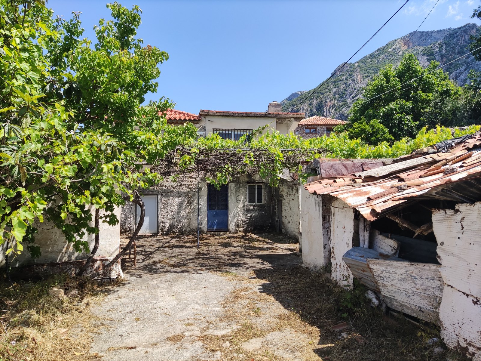 exterior-house-view-yard-mountain-backdrop-verga-id342304.jpg Detached House – 156 m² – Kato Verga – Kalamata