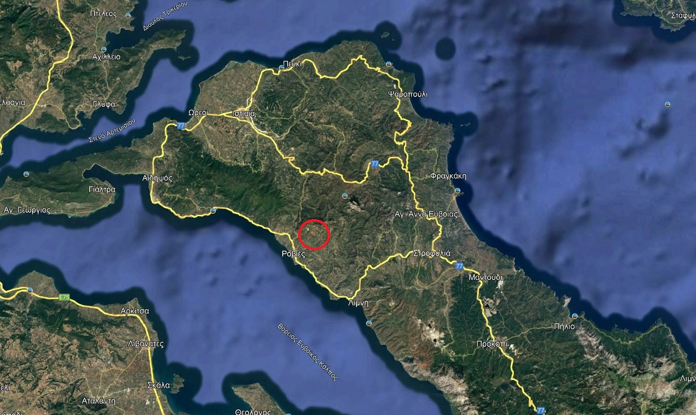 Γεωγραφικός χάρτης της βόρειας περιοχής του κόλπου Εβιάν