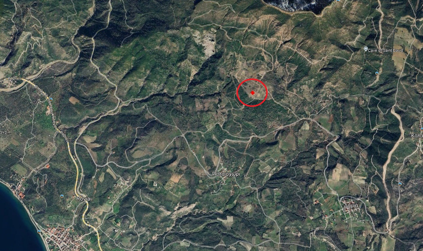 Χάρτης τοποθεσίας οικοπέδου στο Παλαιόχωρο, Ρόβιες, Εύβοια