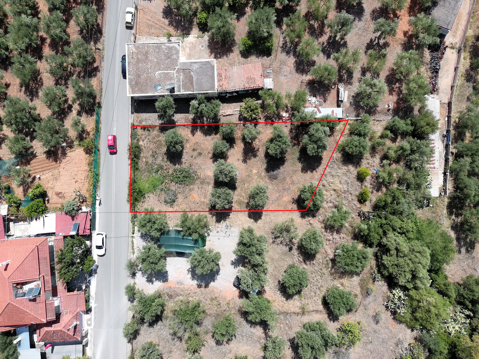 Αεροφωτογραφία οικοπέδου 562 τ.μ. στο Λεικά, Καλαμάτα, με οριοθέτηση